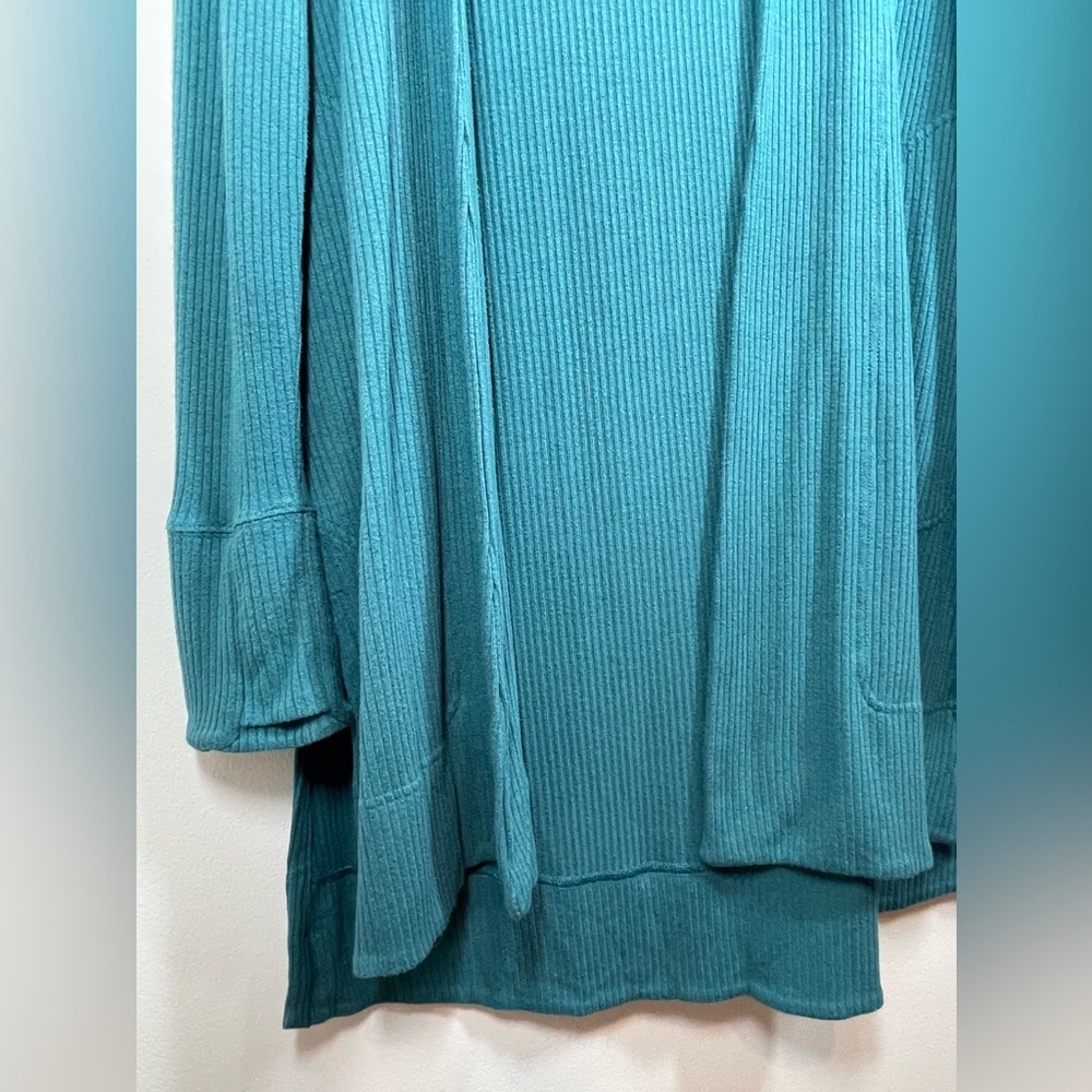 ATHLETA Women’s Pranayama Long Ribbed Hooded Cardigan Teal Size Medium - Picture 2 of 11